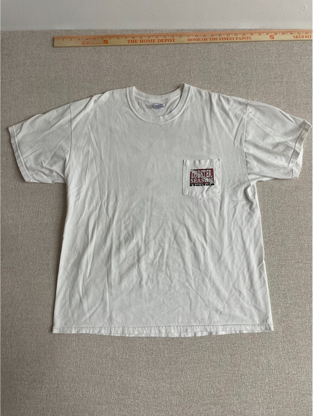 Vintage Lobster Pirate Florida Pocket T-Shirt Mens Extra Large White